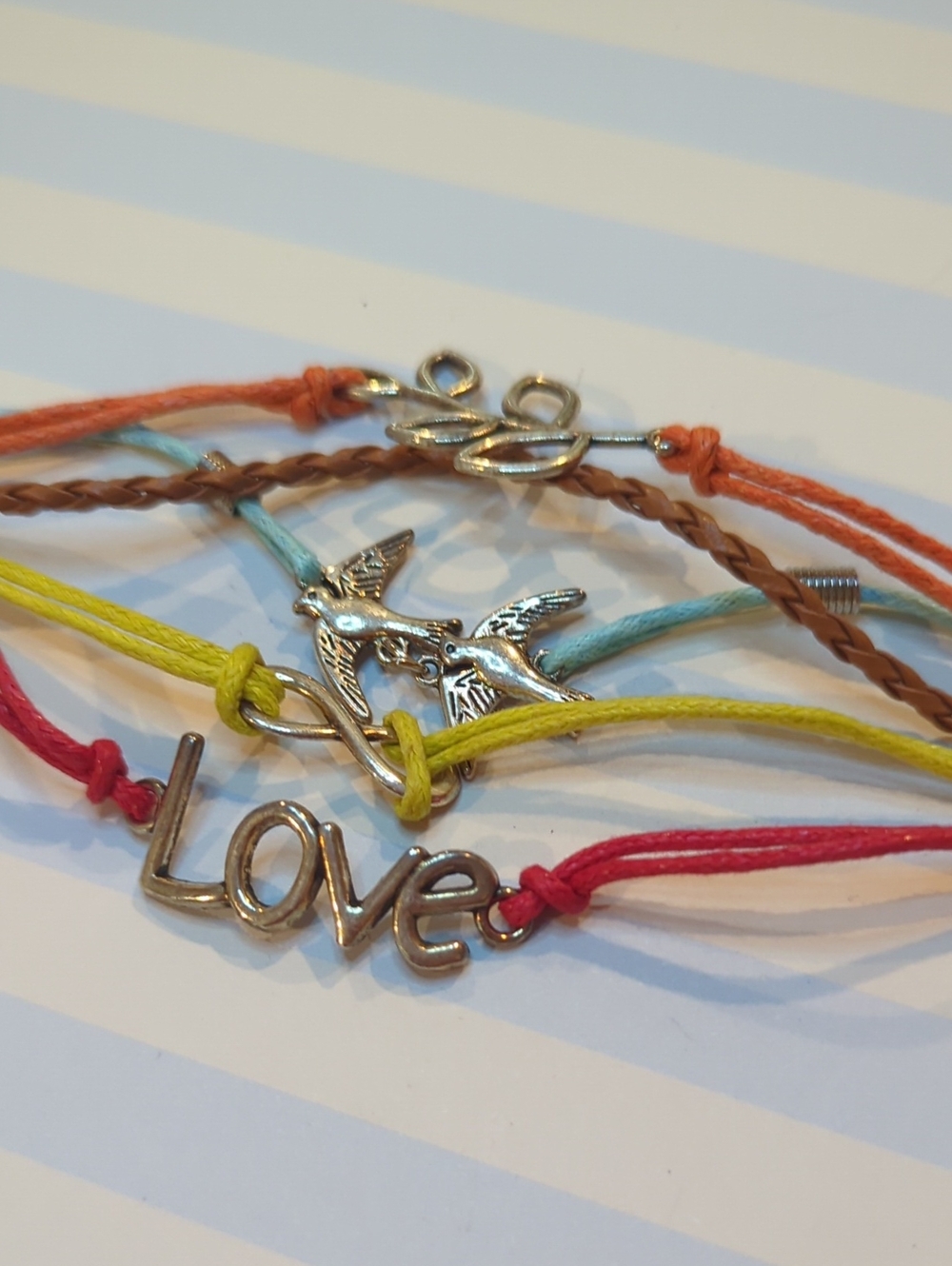 Brightly colored bracelet love birds Boho Stacking Stackable